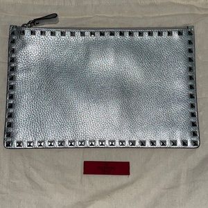 Valentino, Rockstud Large Flat Pouch Clutch Bag